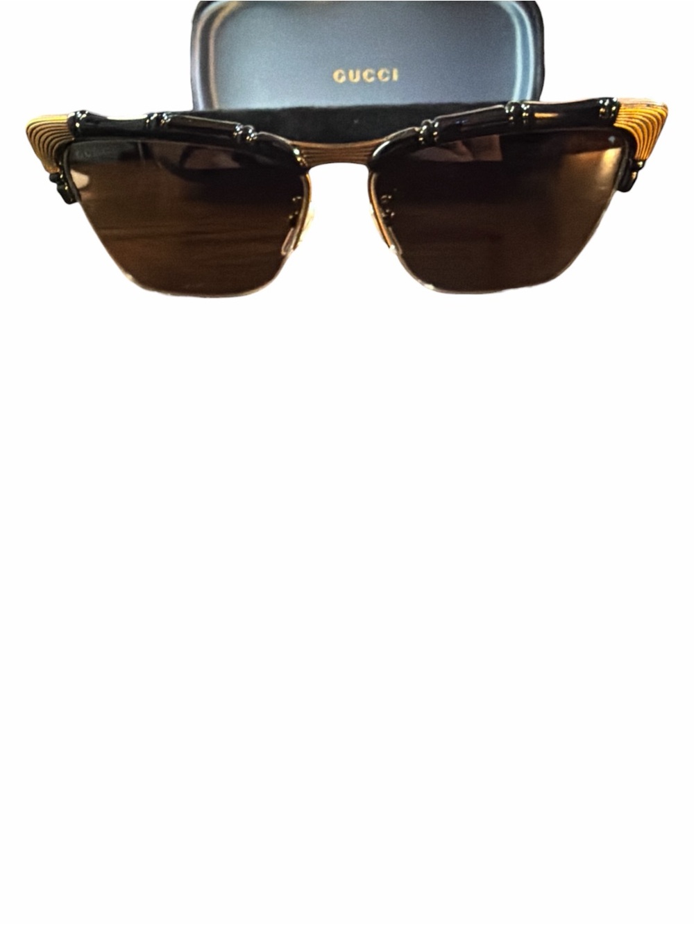 NWT Gucci Black/Gold Cat-Eye Bamboo Sunglasses GG0660S 001 Unisex